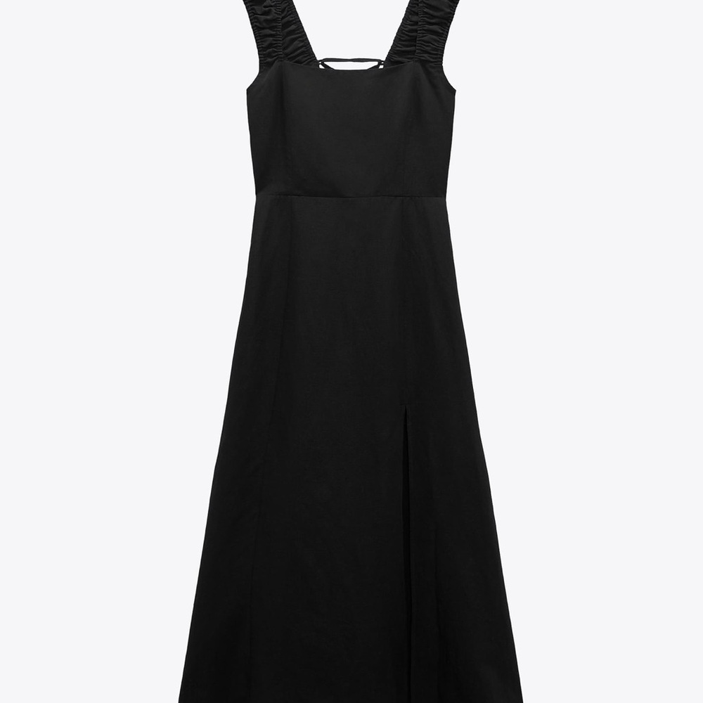Zara Linen Black Sleeveless Dress